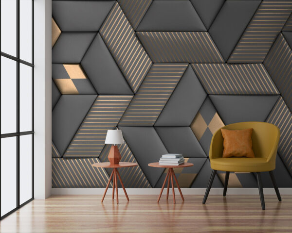 Geometrikus elegancia szürke és sárgaréz színekben. Geometrikus elegancia szürke és sárgaréz színekben.