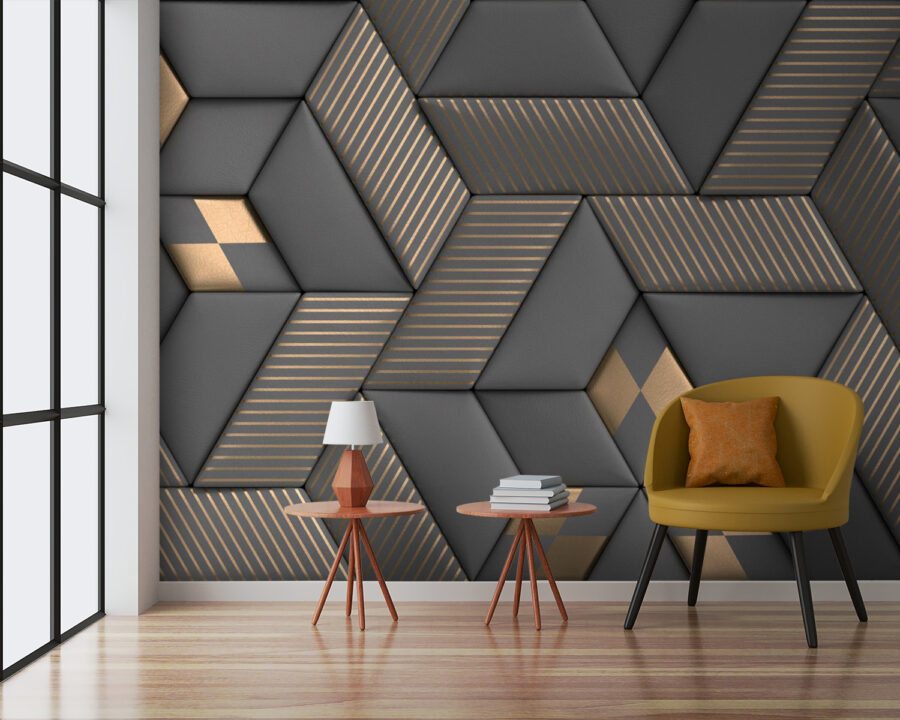 Geometrikus elegancia szürke és sárgaréz színekben. Geometrikus elegancia szürke és sárgaréz színekben.