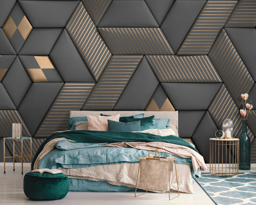 Geometrikus elegancia szürke és sárgaréz színekben. Geometrikus elegancia szürke és sárgaréz színekben.