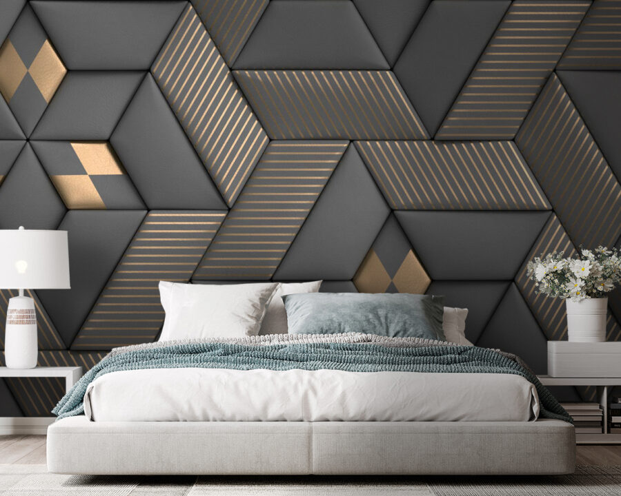 Geometrikus elegancia szürke és sárgaréz színekben. Geometrikus elegancia szürke és sárgaréz színekben.
