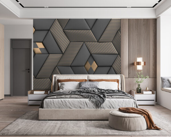 Geometrikus elegancia szürke és sárgaréz színekben. Geometrikus elegancia szürke és sárgaréz színekben.