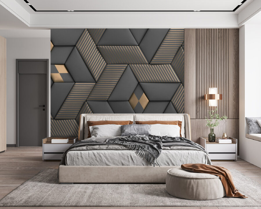 Geometrikus elegancia szürke és sárgaréz színekben. Geometrikus elegancia szürke és sárgaréz színekben.