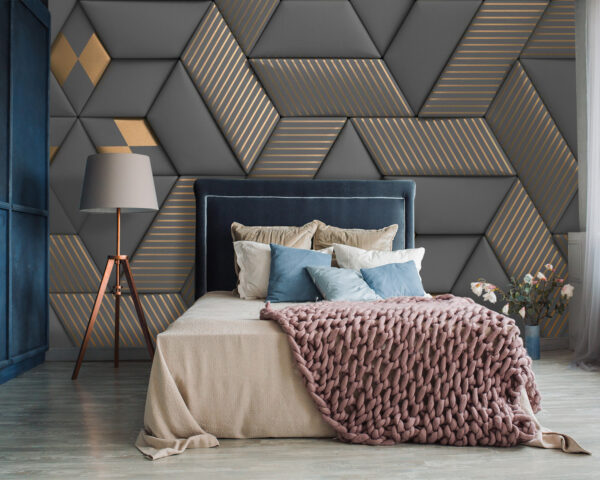 Geometrikus elegancia szürke és sárgaréz színekben. Geometrikus elegancia szürke és sárgaréz színekben.