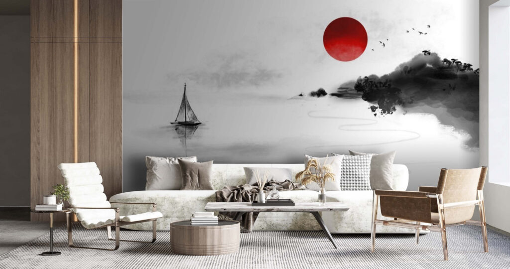 Painting of a boat in the water