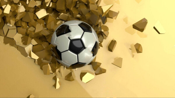 Futball labda egy halom törött darabokban Futball labda egy halom törött darabokban