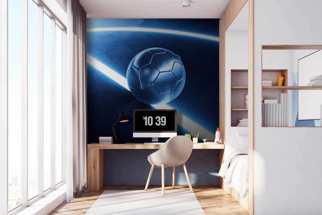 Football ball on a blue surface Football ball on a blue surface