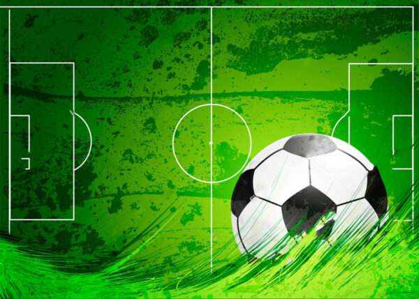 Futball labda egy zöld pályán Futball labda egy zöld pályán