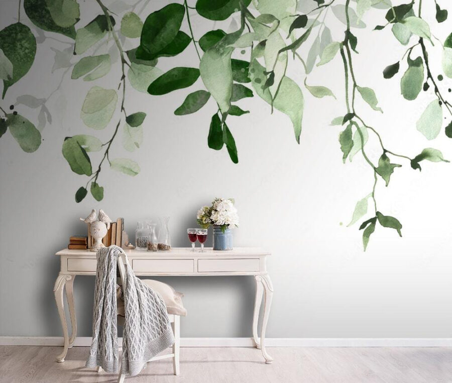 Elegáns zöld levelek háttér design.