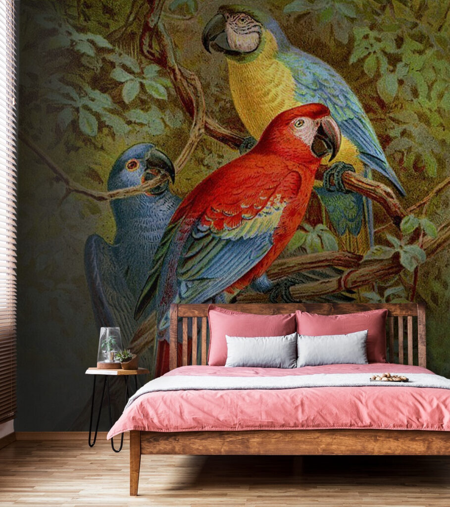 u71620pib1m 909x1024 - Színes madarak csoportja egy faágon - tegory