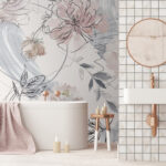 Fotótapéta Virágos minta fekete és fehér virágokkal