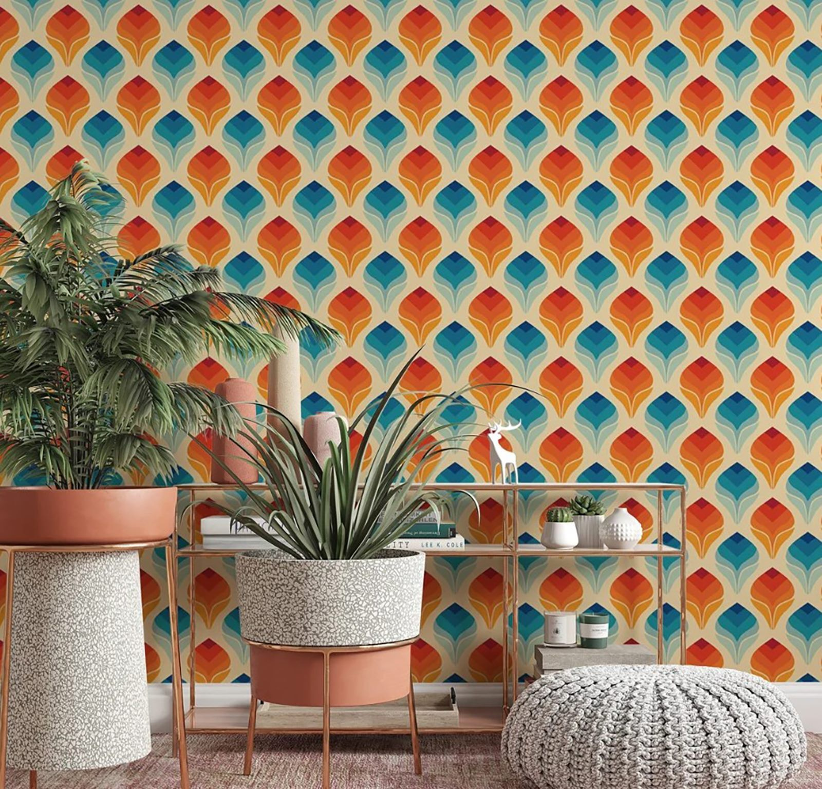 Narancssárga és kék levelek mintája u71428pig1m - Narancssárga és kék levelek mintája - tegory