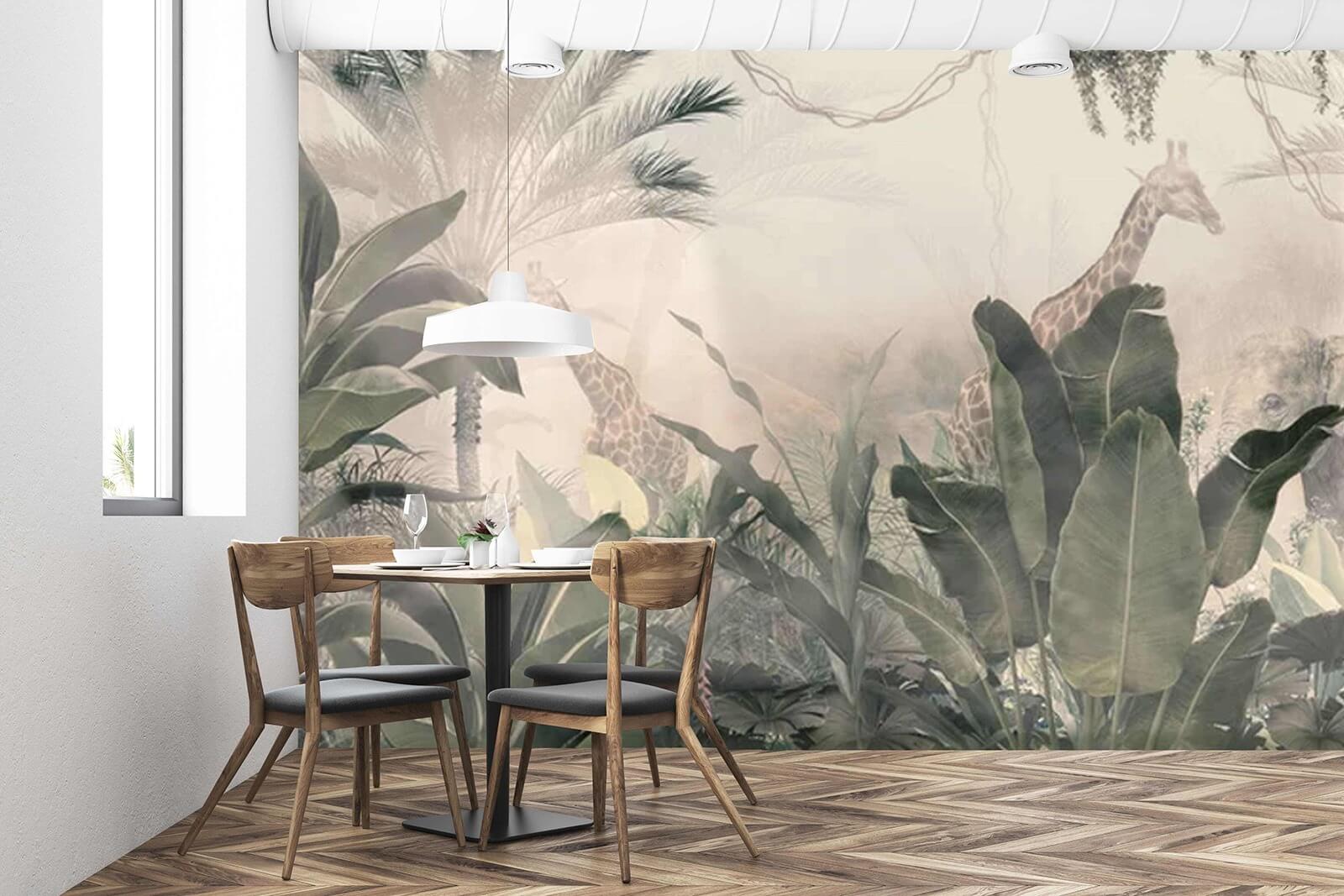 u71250piq1m - Zsiráfok egy erdőben fákkal és növényekkel - tegory