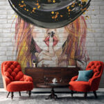 Fotótapéta Egy kalapos nő festménye