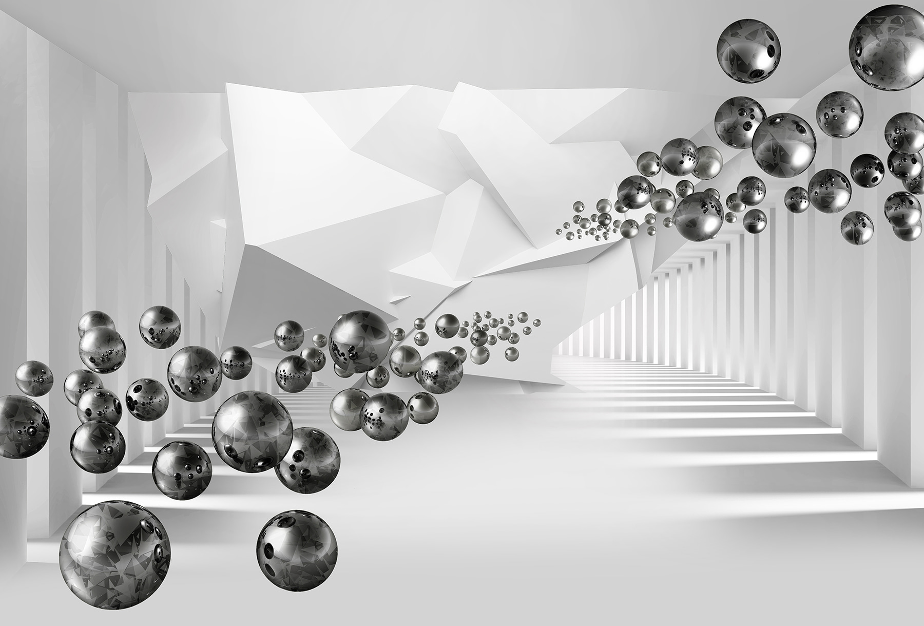 White room with white walls and white columns White room with white walls and white columns