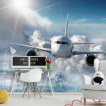 Fotótapéta Egy repülőgép repül az égen