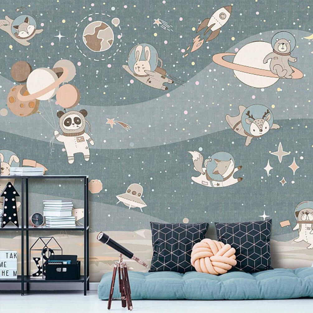 Cartoon space scene with planets and stars Cartoon space scene with planets and stars