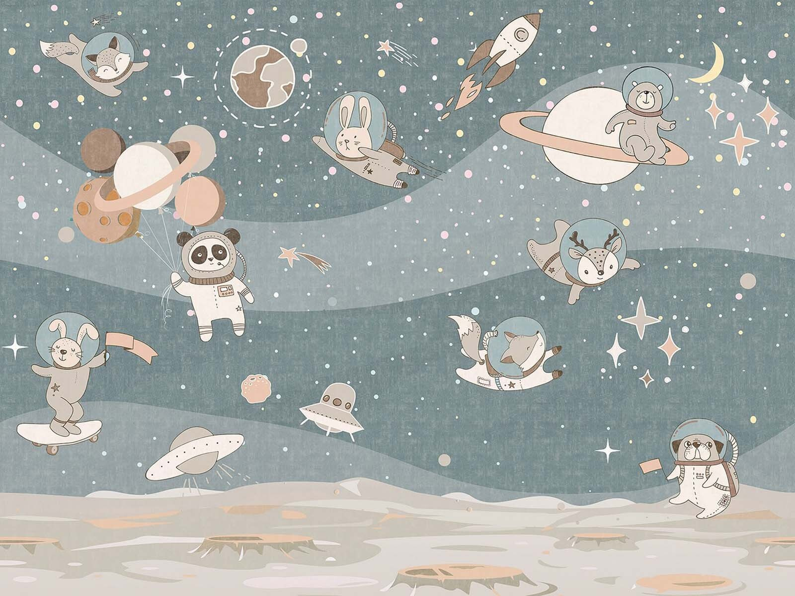 Cartoon space scene with planets and stars Cartoon space scene with planets and stars