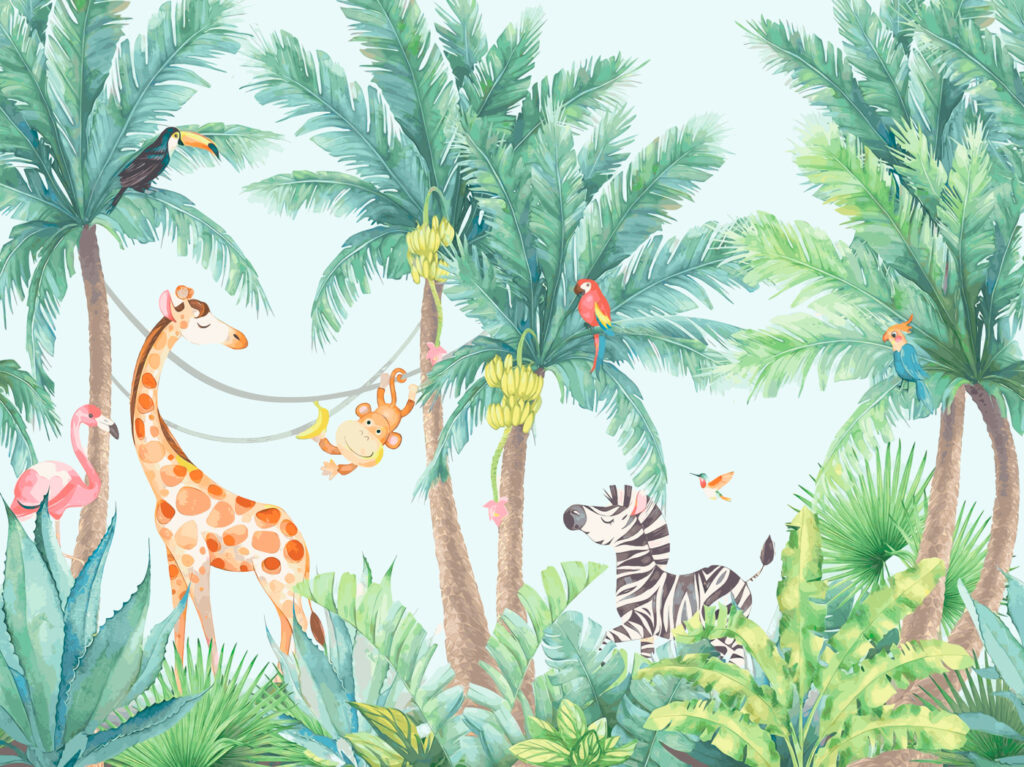 Zsiráf és zebra a dzsungelben Zsiráf és zebra a dzsungelben