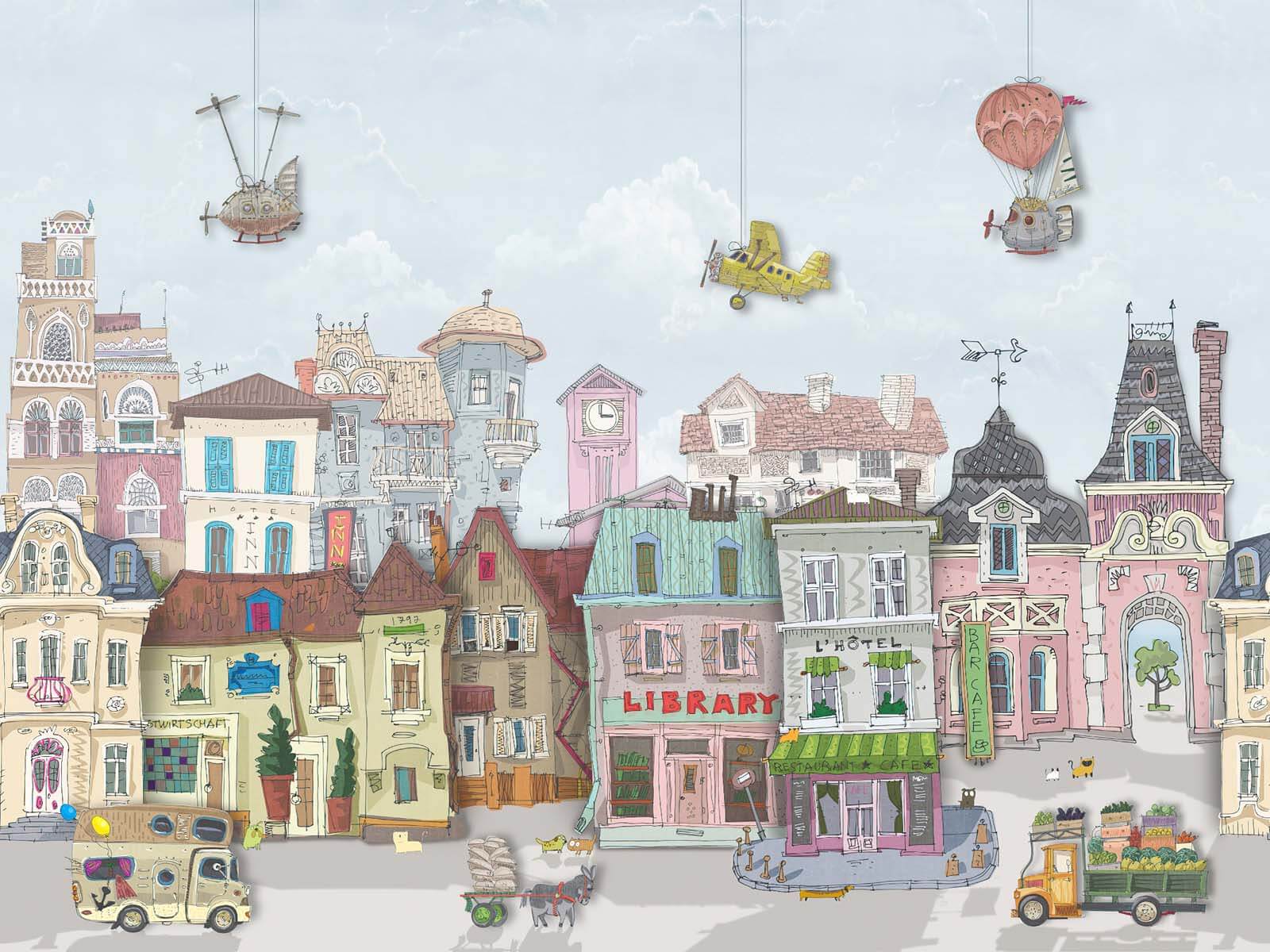 Épületcsoport autókkal és repülőgépekkel u62113p - Épületcsoport autókkal és repülőgépekkel - tegory