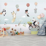 Fotótapéta Rajzfilm állatokról egy kerékpáron