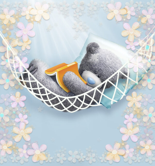 Teddy maci alszik egy függőágyban Teddy maci alszik egy függőágyban