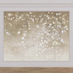 Fotótapéta Faág fehér és kék virágokkal