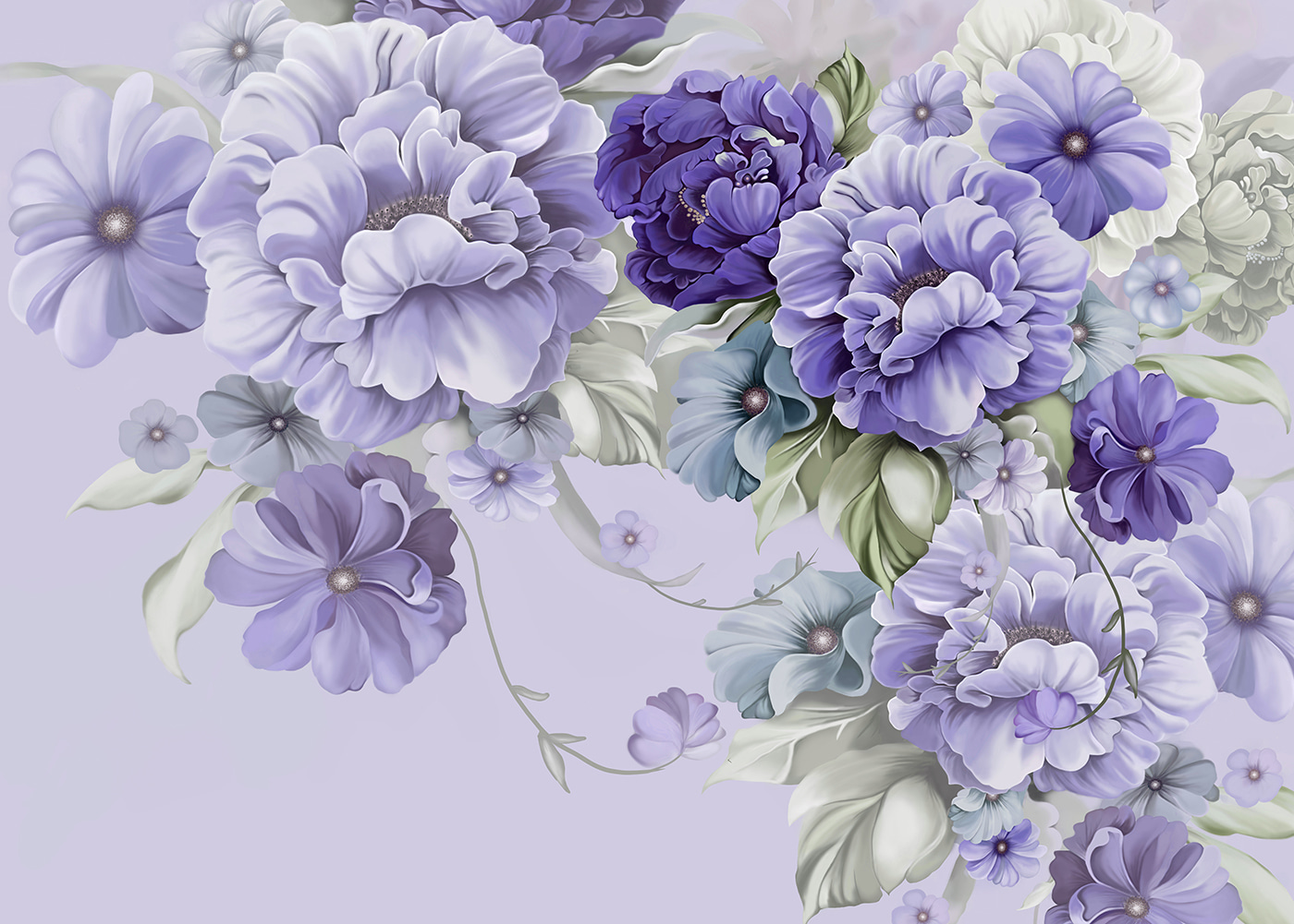 A group of purple flowers