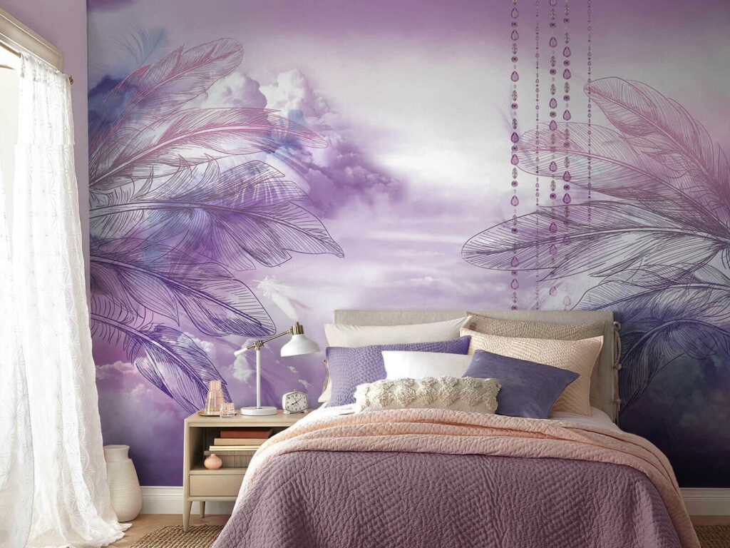 Purple and pink clouds and a purple sky with clouds