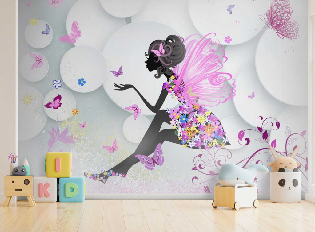 Woman in a dress with butterflies Woman in a dress with butterflies