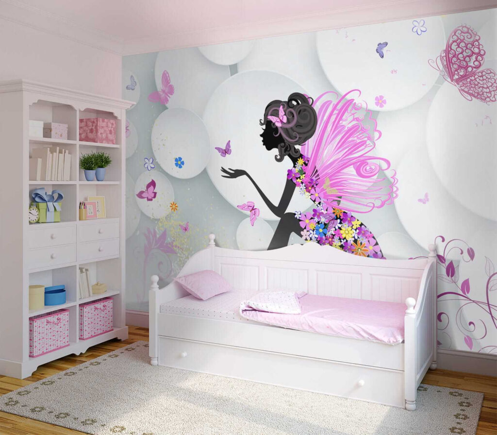 Woman in a dress with butterflies Woman in a dress with butterflies