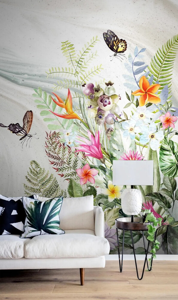 Fotótapéta Fotótapéta Virágok és pillangók festése (Cikkszám: u59350)