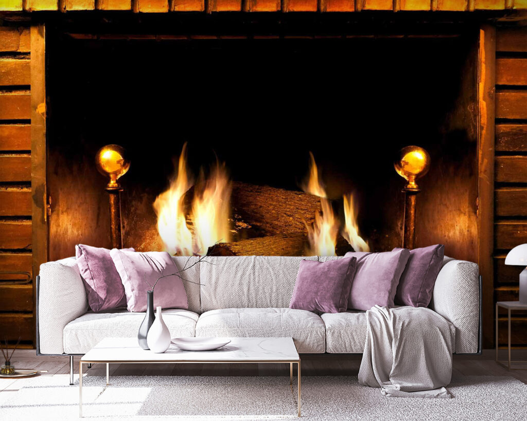 Fire in a fireplace Fire in a fireplace