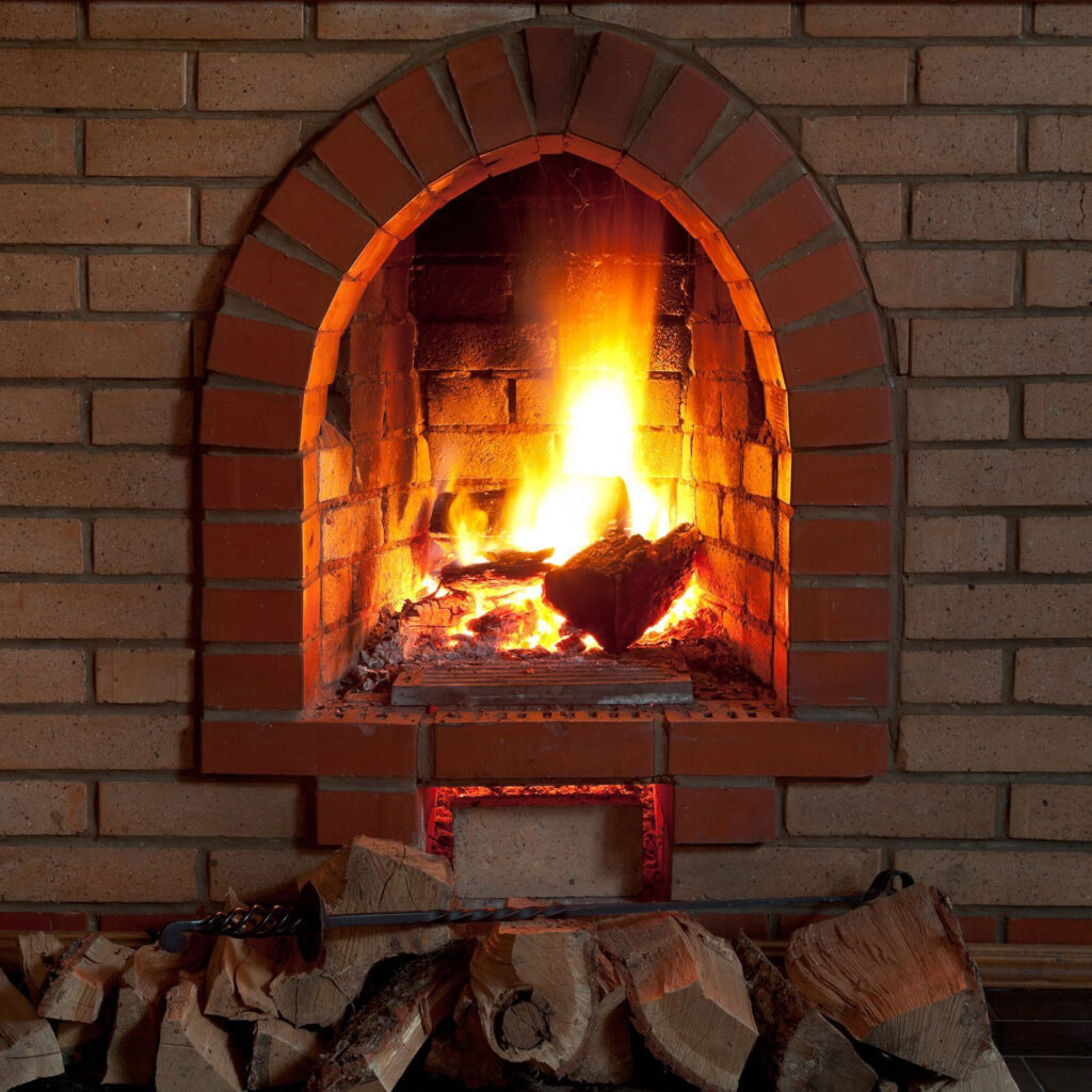 Fireplace with fire in it Fireplace with fire in it