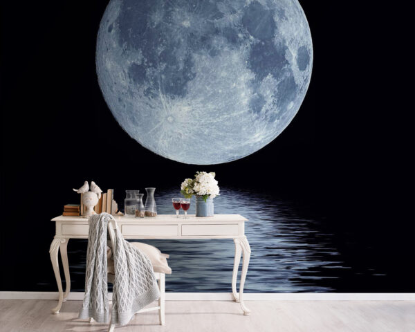 Wall murals Full moon over water Wall murals Full moon over water