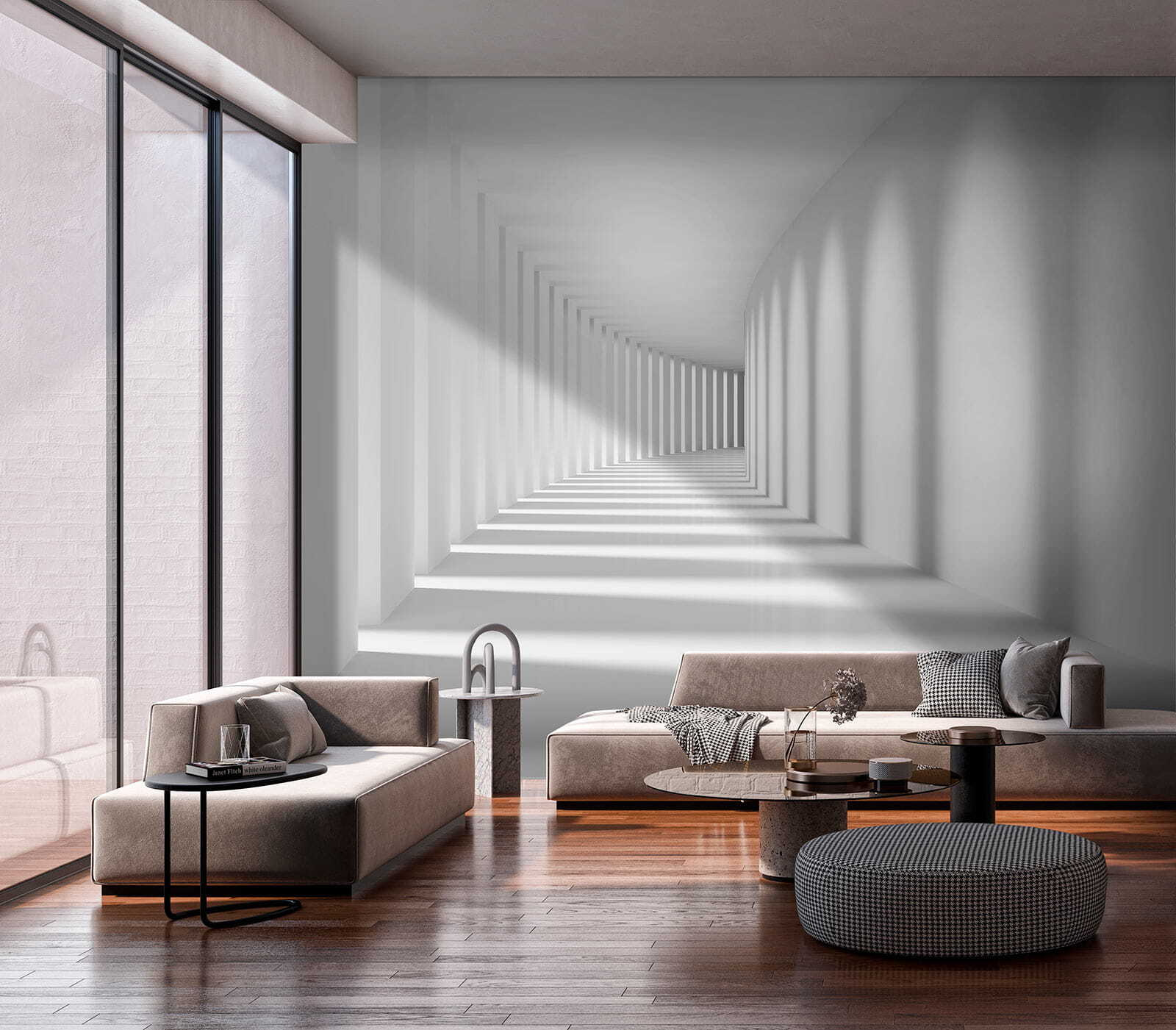 White room with columns and light White room with columns and light