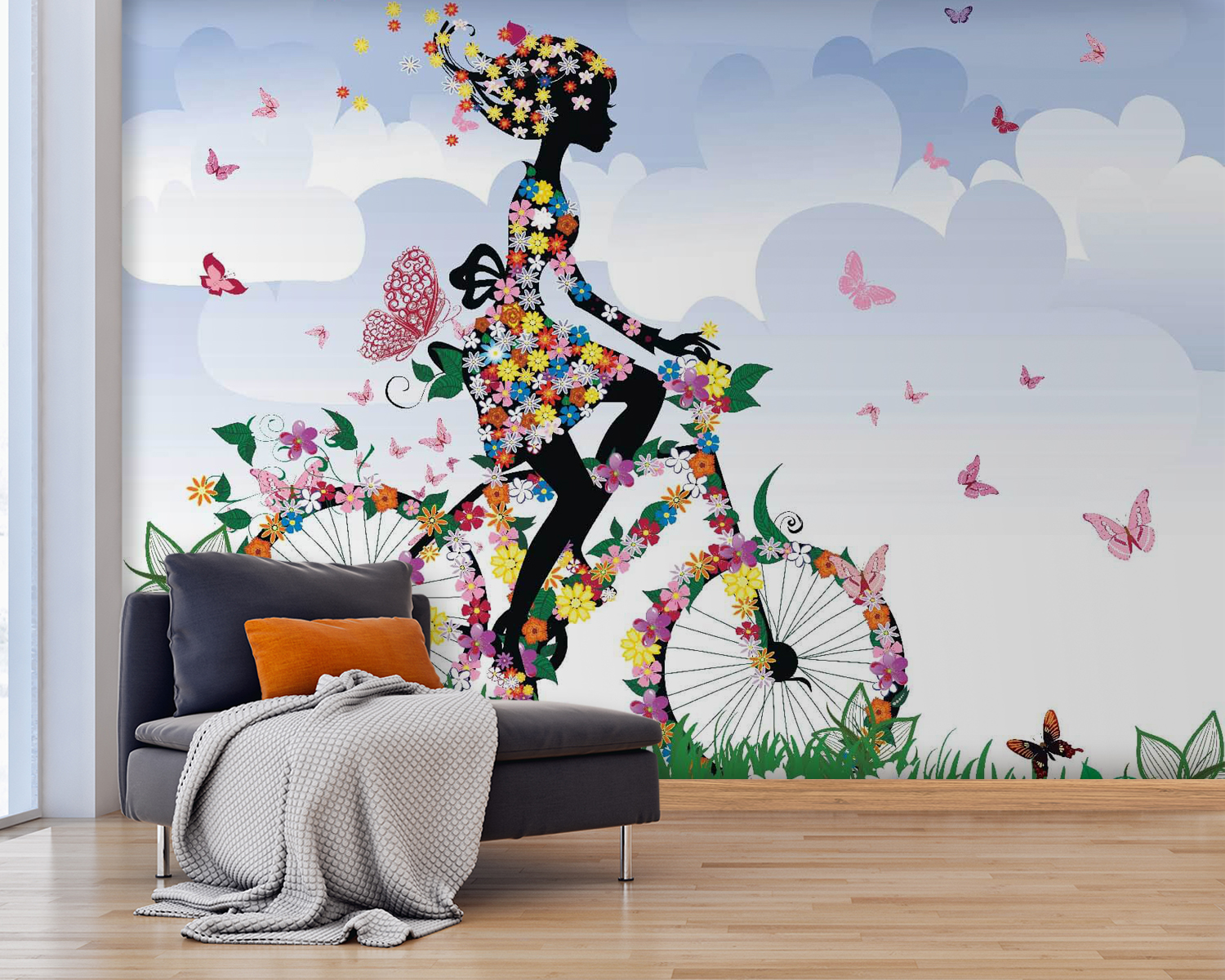 Nő biciklizik virágokkal u55195pig25m - Nő biciklizik virágokkal - tegory