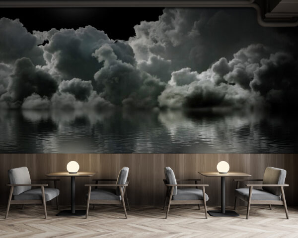 Wall murals Moon over water with clouds and clouds Wall murals Moon over water with clouds and clouds