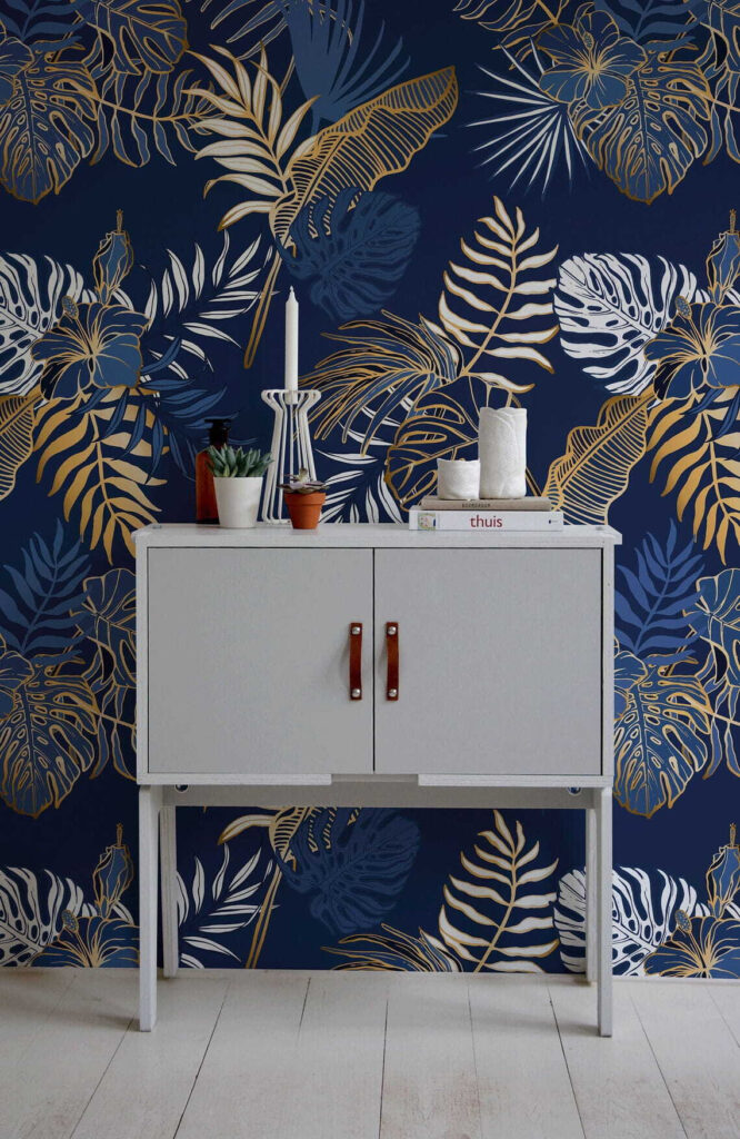 Levelek mintája kék háttéren u53271pih1 666x1024 - Levelek mintája kék háttéren - tegory