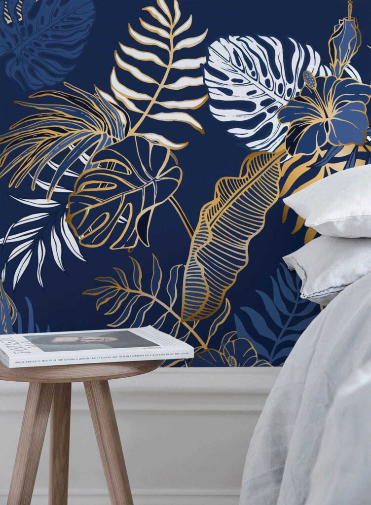 Levelek mintája kék háttéren u53271pib1 752x1024 - Levelek mintája kék háttéren - tegory