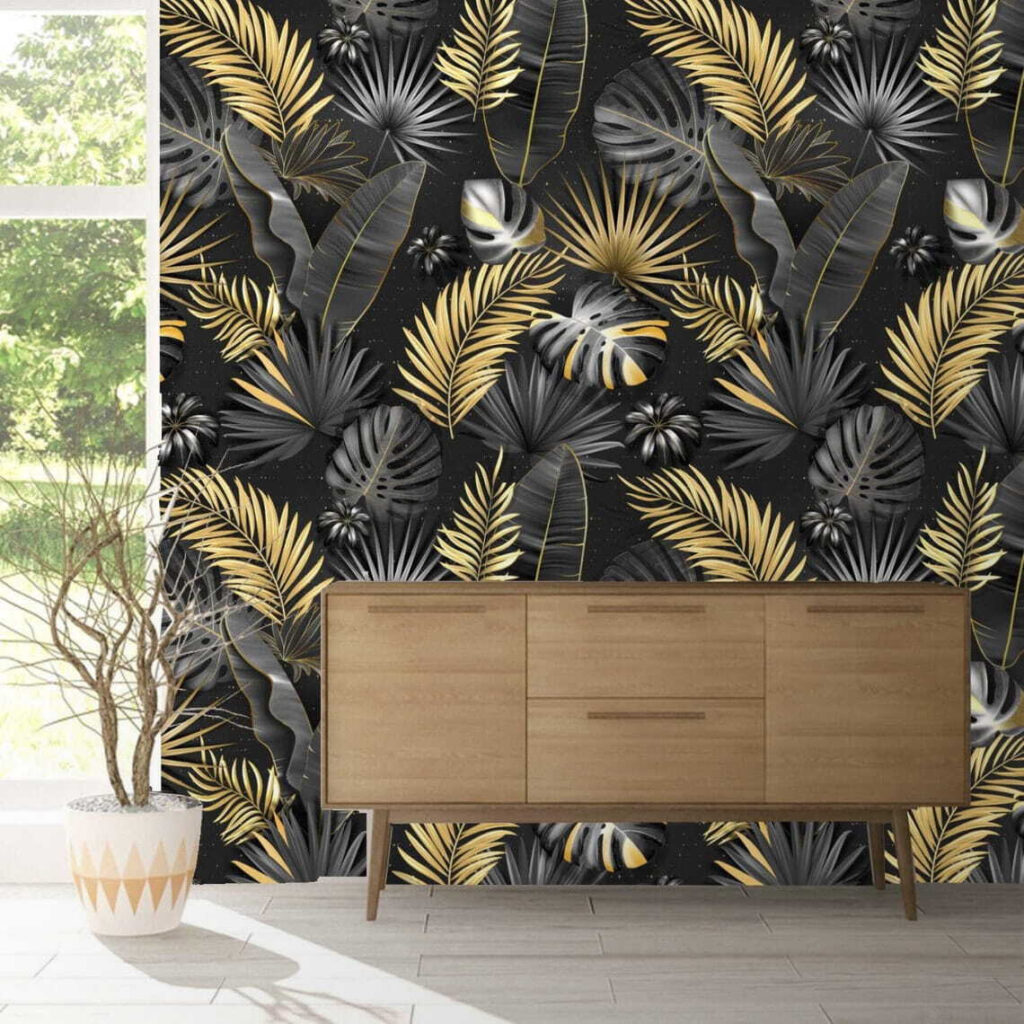 Elegant tropic leaves in monochrome