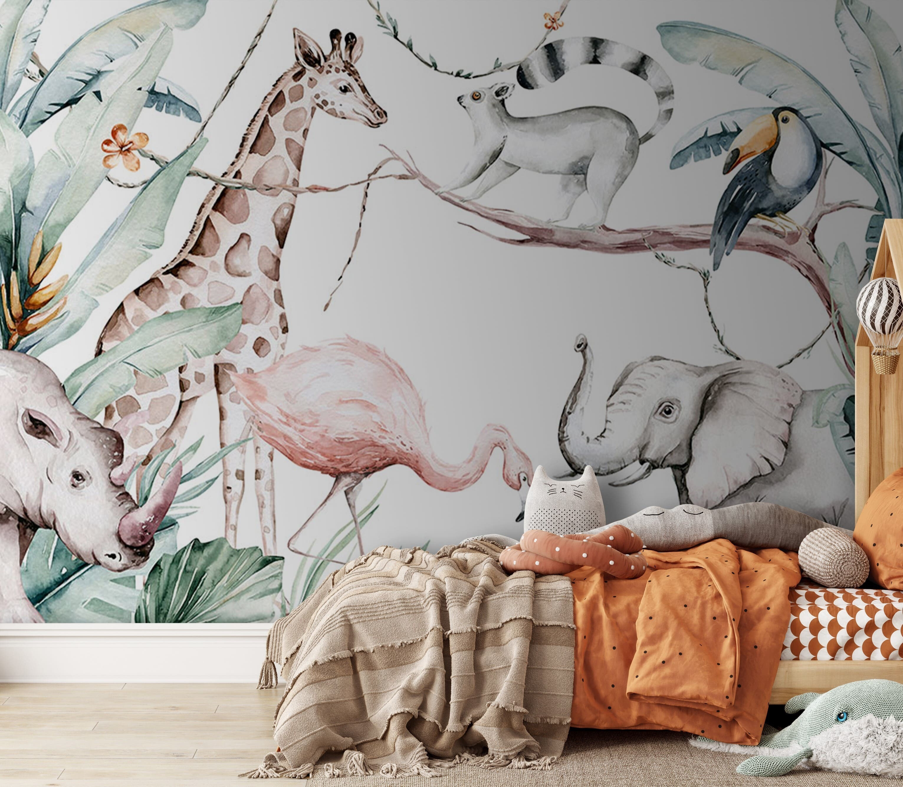 Watercolor illustration of animals and plants Watercolor illustration of animals and plants