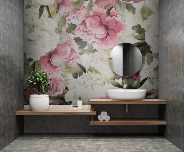 Wall murals Pattern of pink and white flowers Wall murals Pattern of pink and white flowers