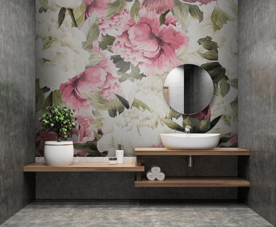 Wall murals Pattern of pink and white flowers Wall murals Pattern of pink and white flowers