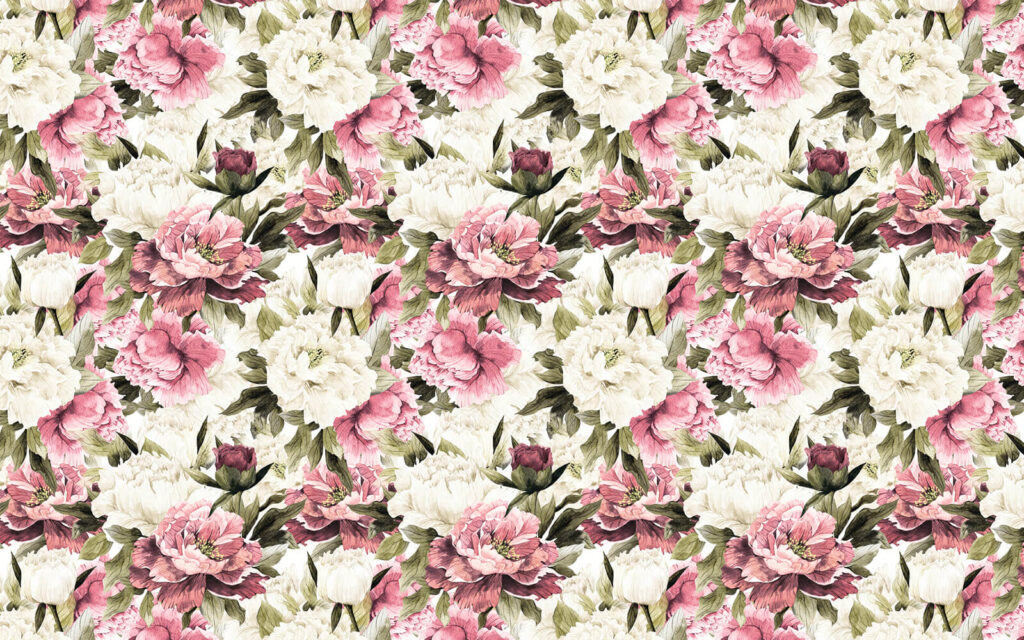 Wall murals Pattern of pink and white flowers Wall murals Pattern of pink and white flowers