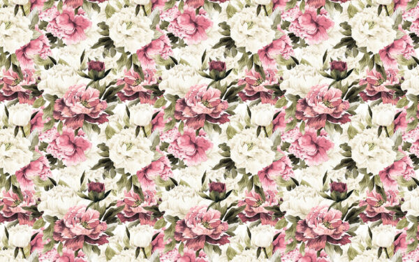 Wall murals Pattern of pink and white flowers Wall murals Pattern of pink and white flowers