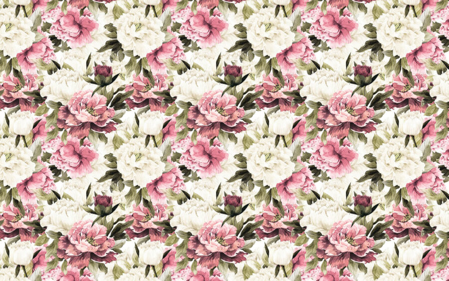 Wall murals Pattern of pink and white flowers Wall murals Pattern of pink and white flowers
