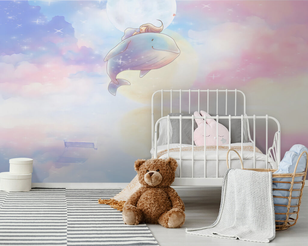 Cartoon of a girl riding a whale Cartoon of a girl riding a whale