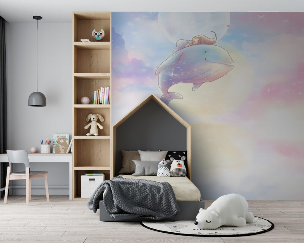 Cartoon of a girl riding a whale Cartoon of a girl riding a whale