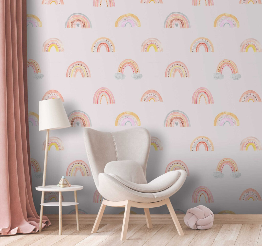 Pattern of rainbows on a white background Pattern of rainbows on a white background