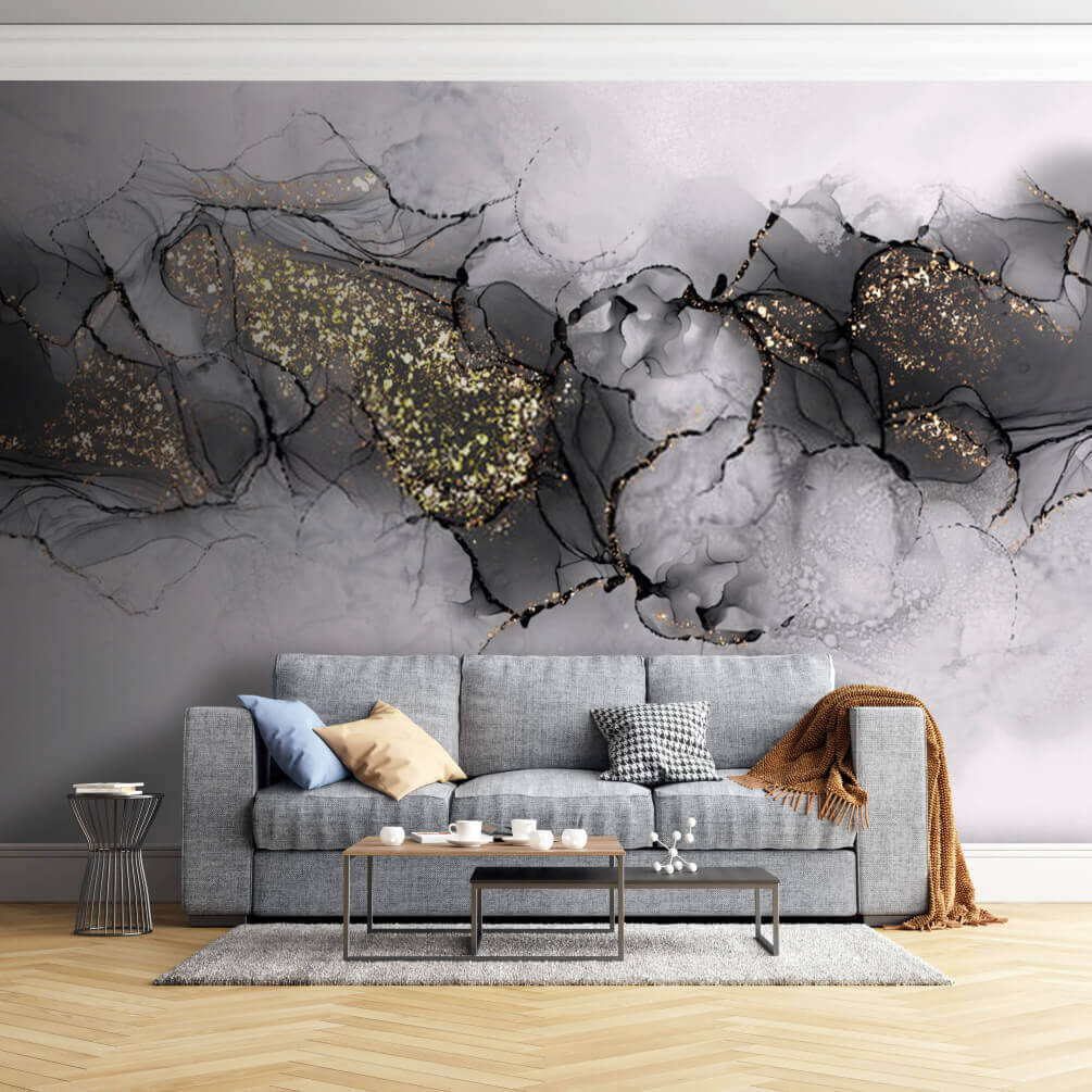 Elegant marbling with shimmering highlights